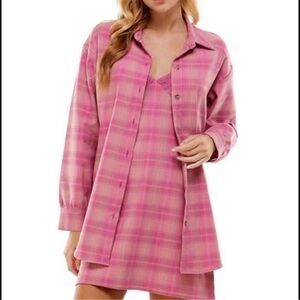 New Pink Mini Dress with Relaxed Fit and Long Sleeves